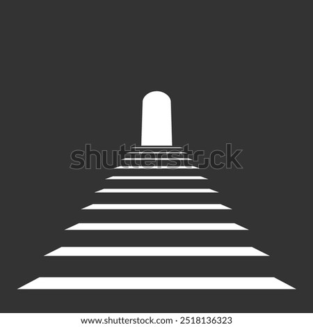 Stair up and door in the darkness. Bright light from the open door lights up the stairs. Business concept. Vector illustration