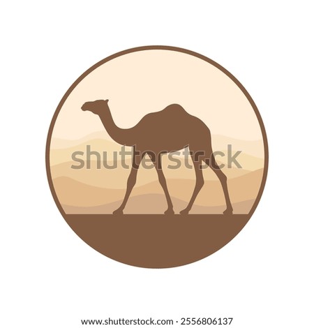 Camel graphic icon. Sign camel in a circle isolated on white background. Camel symbol of desert. Vector illustration