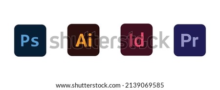 Adobe logo icon set vector on white background