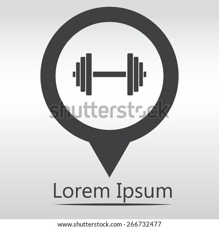 Sports gym equipment. Dumbbell - Vector icon isolated. icon map pin.