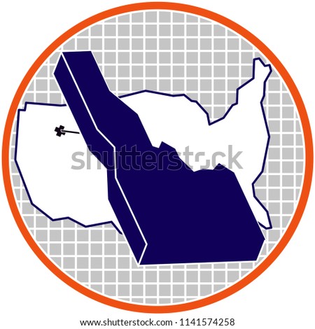 3D Idaho on US Map, Isometric Idaho State Design, 3D State, Cartography, College Wall Art, Boise Wall Art, Nampa, Meridian Artwork