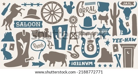 Western Icons Collection | Cowboy Symbols Set | Vector Old West Silhouettes
