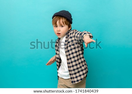 Similar – Image, Stock Photo happy kid spreading hands up,background blur