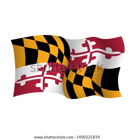 Maryland vector waving flag. USA state symbol. Vector illustration.