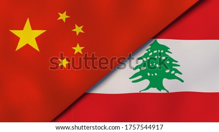Two states flags of China and Lebanon. High quality business background. 3d illustration Photo stock © 