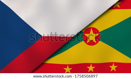 Two states flags of Czech Republic and Grenada. High quality business background. 3d illustration Stock fotó © 