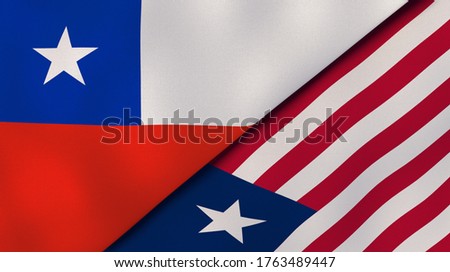 Two states flags of Chile and Liberia. High quality business background. 3d illustration Zdjęcia stock © 