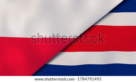 Two states flags of Poland and Costa Rica. High quality business background. 3d illustration Foto stock © 