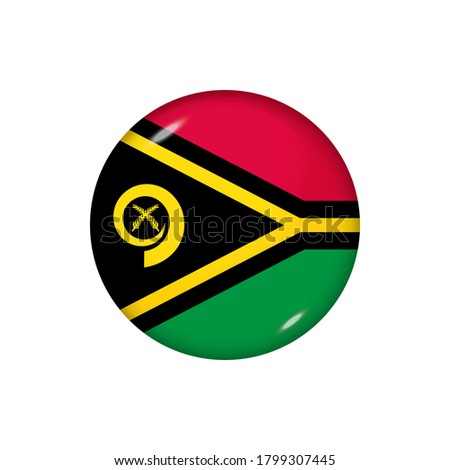 Icon flag of Vanuatu . Round glossy flag. Vector illustration. EPS 10