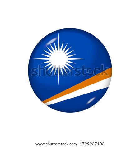 Icon flag of Marshall Islands . Round glossy flag. Vector illustration. EPS 10