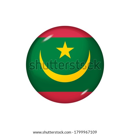 Icon flag of Mauritania . Round glossy flag. Vector illustration. EPS 10