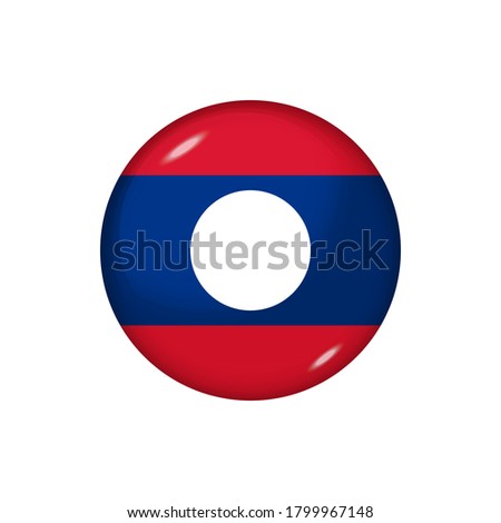 Icon flag of Laos . Round glossy flag. Vector illustration. EPS 10