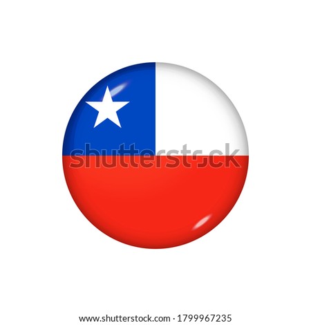 Icon flag of Chile . Round glossy flag. Vector illustration. EPS 10