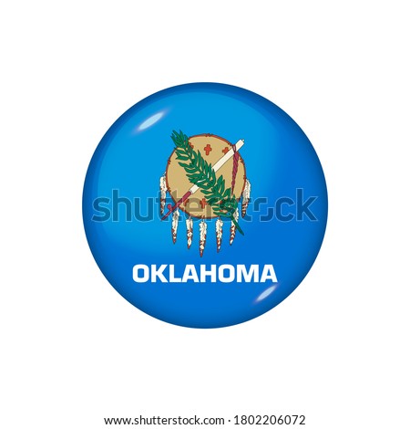 Icon flag of Oklahoma . Round glossy flag. Vector illustration. EPS 10