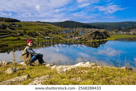 Similar – Foto Bild schöne reife Frau durch einen Tüll