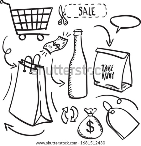 Shoping doodle, icon set, shop