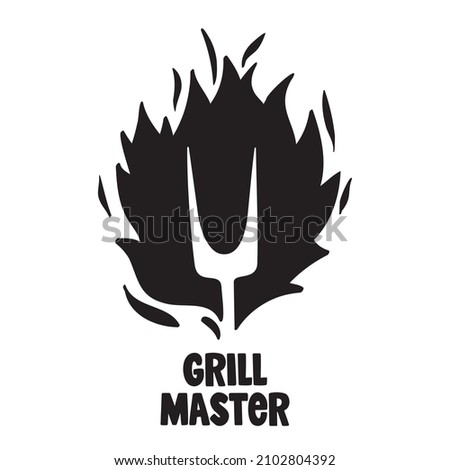 Grill master Hand drawn label or logo. Vector Doodle illustration.