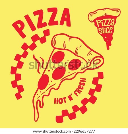 Hand drawn doodle Hot pizza. Doodle vector.