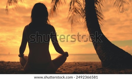 Similar – Image, Stock Photo Woman meditating near tropical bush