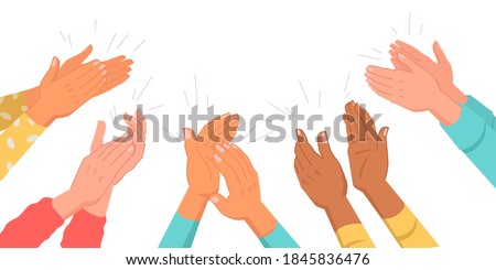 Set of clapping hands isolated multinational various skin color palms. Vector applauding people, appreciation and congratulation, encouragement concept. Crowd applause, bravo by high five, success