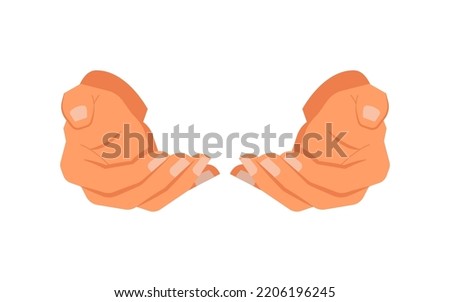 Giving or taking, holding hand gesture front side. Isolated nonverbal signs and communication with help of symbols formed with arms. Vector in flat style