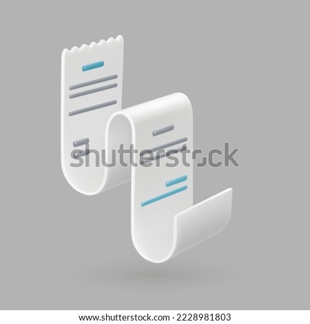 Bill or check with financial statement, isolated to do list on document. Long piece of paper with data. Check or receipt. Vector in three dimensional 3d style