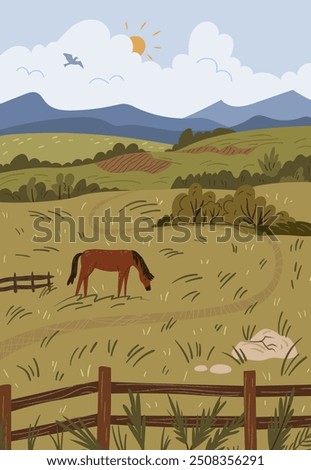 Similar – Image, Stock Photo Horses in the pasture in the early morning