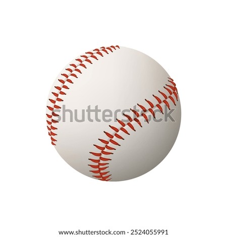 Baseball ball with red seam, sport playing equipment. Vector realistic softball closeup isolated on white background. Tournament or championship symbol, team league skin ball