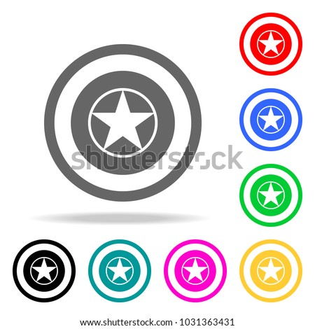 Shield with a star, superhero shield icon. Elements in multi colored icons for mobile concept and web apps. Icons for website design and development, app development on white background