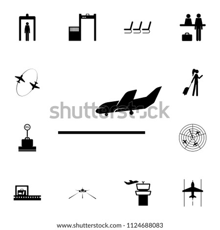 sign plane lands icon. Detailed set of Airport icons. Premium quality graphic design sign. One of the collection icons for websites, web design, mobile app on white background