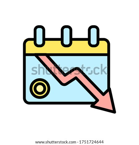 calendar arrow down coin icon. Simple color with outline vector elements of bankruptcy icons for ui and ux, website or mobile application