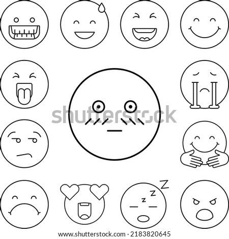Grinning, emotions icon in a collection with other items