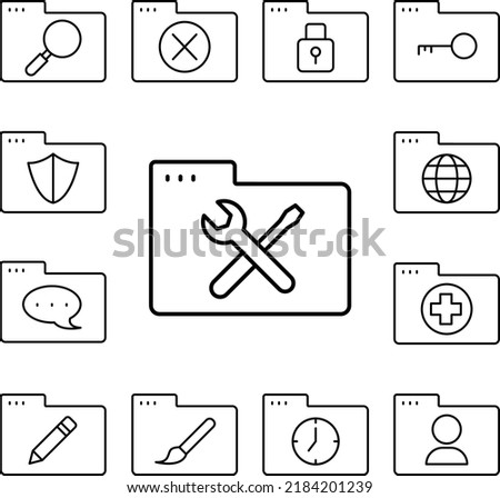 Folder wrench screwdriver icon in a collection with other items