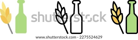 Spike, beer bottle vector icon in different styles. Line, color, filled outline