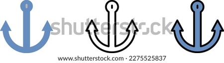 Anchor vector icon in different styles. Line, color, filled outline