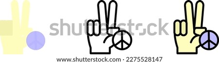 Hand, peace vector icon in different styles. Line, color, filled outline
