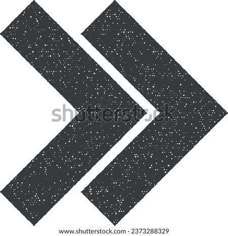 arrow, right, double, rewind icon vector illustration in stamp style