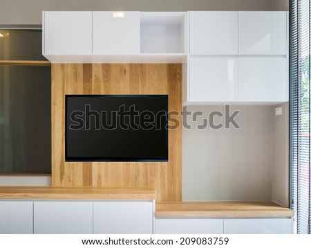 TV cabinet in modern living room interior design