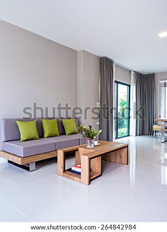 Interior design of minimalist modern Living room with sofa
