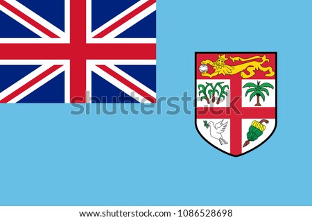 Fijian national flag. Official flag of Fiji island accurate colors, true color