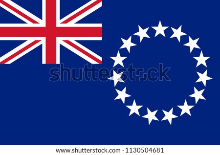 Cook Islands national flag, official flag of Cook Islands accurate colors, true color