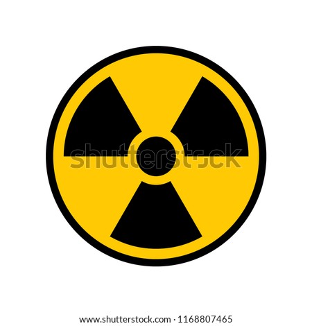 Radioactive warning yellow circle sign. Radioactivity warning vector symbol.