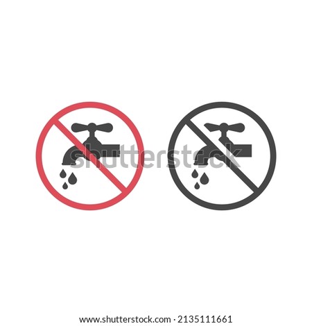 No tab water black vector icon. Do not drink, no drinking water sign.
