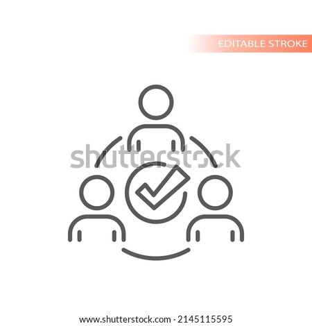 People circle, teamwork connectivity icon. Business collaboration outline vector symbol.