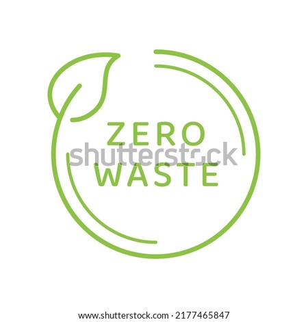 Zero waste simple vector label. Eco friendly badge with leaf.