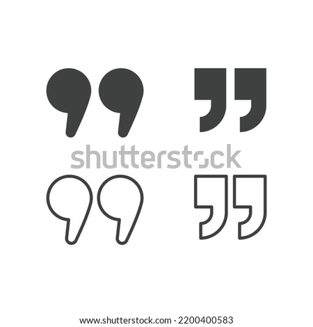 Quotes, quotation marks black isolated vector icon set. Speech mark icons.
