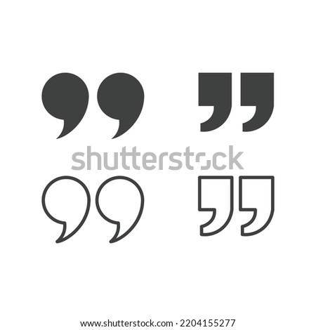 Quotes, quotation marks black isolated vector icon set. Speech mark icons.