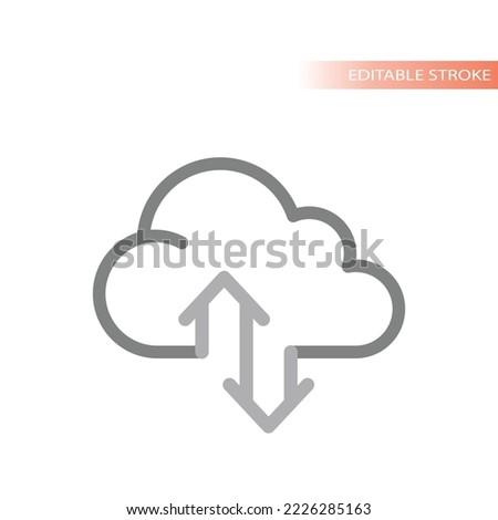 Cloud and arrow up and down black vector icon. Upload and download storage data filled symbols.
