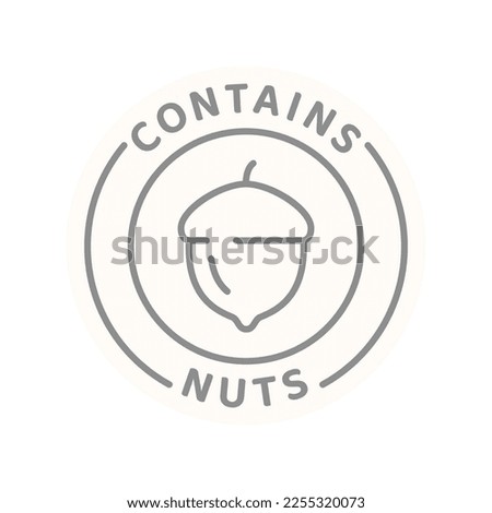 Contains nuts vector line label. Food ingredient allergen badge.