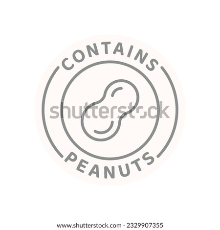 Contains peanuts vector line label. Food ingredient peanut allergen badge.